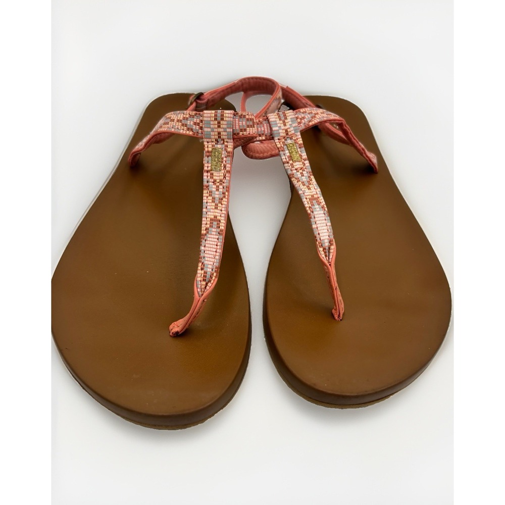 Reef Cushion Bounce Slim T sandals‎ Coral Women's Sz 10 Comfort